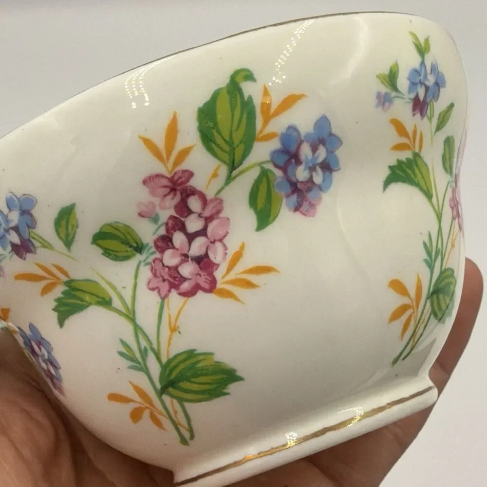 Vintage Regina Fine Bone China Floral Cup & Saucer Gold Trim England Flaw